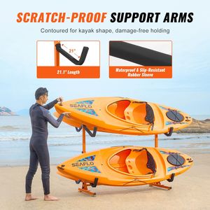 Supporto Autoportante in Acciaio Resistente per 4 Kayak, Canoe e Paddleboard con Bracci Imbottiti - Product Image 2
