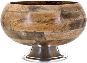 Cuenco decorativo de madera de acacia hecho a mano con base de acero inoxidable, frutero de lujo, centro de mesa para el hogar y hoteles - Product Image 5