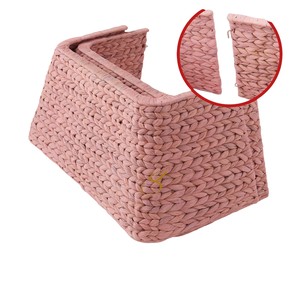 Dusty Rose Square Water Hyacinth Christmas Tree Collar Cord Cutout <b>Split</b> Xmas Tree Base Box For Holiday Decoration - Product Image 2
