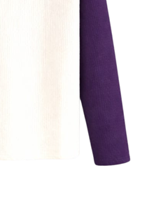 Custom Purple <b>White</b> Raglan Long Sleeve T Shirt Men Ribbed 100% Cotton Crew Neck Casual Baseball <b>Tee</b> OEM Manufacturer Supplier - Product Image 5