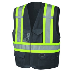 Chaleco de Seguridad Reflectante Amarillo con Bolsillos, Cierre de Cremallera, Cuello Alto, Ropa de Trabajo para Hombre, Estilo Casual, Transpirable para Primavera - Product Image 6