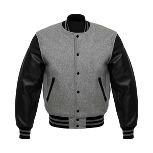 Logo personnalisé collège Letterman veste pour hommes haute qualité laine PU Varsity veste 100% coton col montant bouton décontracté hiver - Product Image 3