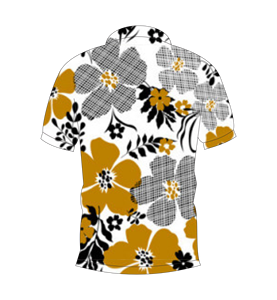 เสื้อโปโลพิมพ์ลายดอกไม้สีเหลืองมัสตาร์ดสีขาวสำหรับผู้ชายแขนสั้นลำลองแฟชั่นฤดูร้อนเสื้อโปโลกอล์ฟ - Product Image 2