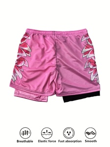 กางเกงขาสั้นผู้ชายลำลอง โพลีเอสเตอร์ สำหรับวิ่ง เล่นกีฬา เบสบอล กางเกงขาสั้นฤดูร้อนสีพื้น ความยาวระดับเข่า เอวยางยืด - Product Image 1