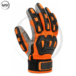 Custom Orange Grey Impact <b>Gloves</b> Full <b>Finger</b> Work <b>Gloves</b> Reinforced Palm Adjustable Wrist Strap Industrial Utility <b>Gloves</b> - Product Image 5