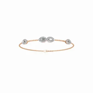 Pulsera de Cadena de Oro Rosa de 18K con 59 Diamantes Redondos y Marquise de Claridad VVS, Cultivados en Laboratorio y Certificados por IGI, en Oferta, Exportación - Product Image 1