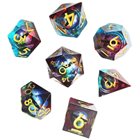 Dés en résine à noyau liquide, deux couleurs, yeux mobiles, bords tranchants, ensemble de dés D&D personnalisable pour jeux de rôle de table, jeu Cthulhu, logo personnalisé