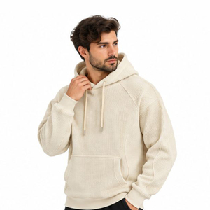 Vente en gros de sweats à capuche pour hommes en tricot gaufré, personnalisables, à manches longues, style streetwear décontracté, fabricant de vêtements - Product Image 1