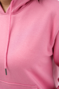 Sudadera con Capucha Rosa para Mujer, Color Sólido, Forro Polar, Manga Larga, Informal, para Otoño, Transpirable, con Bolsillos - Product Image 6