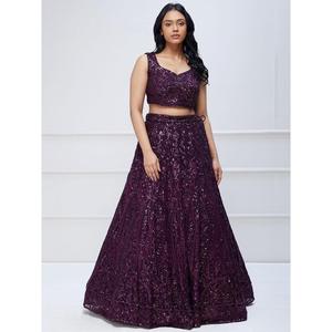 Excellent Violet Paillettes Georgette Réception Porter Lehenga Choli - Product Image 6