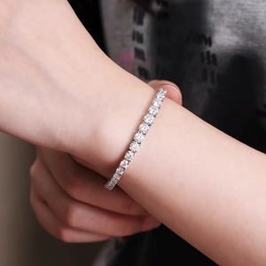 Elegant Women's Gold Tennis <b>Bracelet</b> Set Brilliant Lab Grown Diamonds IGI Certified Stackable Luxury <b>White</b> Gold Customizable - Product Image 1
