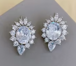 Pendientes de lujo para mujer con piedra de circón, brillo elegante para fiestas de boda, accesorios de moda e ideas de regalo - Product Image 2