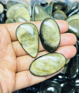 Cabujones de Obsidiana Dorada 100% Naturales de Alta Calidad, Piedras Preciosas Sueltas Certificadas, Tamaños y Formas Personalizadas, Suministro al por Mayor para Joyería - Product Image 3