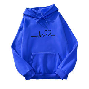 Sudadera con Capucha Rosa Unisex con Bordado de Corazón, 100% Algodón, Corte Largo y Holgado, Estilo Casual, Ecológica, para Otoño - Product Image 3