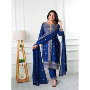 Vestidos de noche Elegant Borded Top-Pent y Dupatta para fiestas y ocasiones - Product Image 4