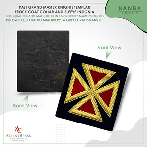 Insignia de manga para uniforme de Caballero Templario Antiguo Gran Maestro, color granate y dorado |   Rosa Bordada a Mano |   Regalia Masónica - Product Image 2