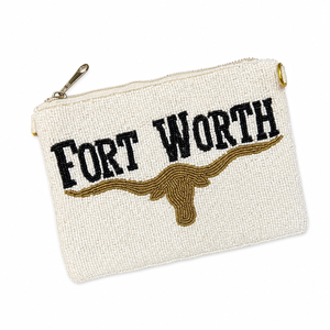 Porte-monnaie en verre perlé fait main de Fort Worth, pochette zippée brodée sur mesure, portefeuille cosmétique, vente en gros OEM - Product Image 1
