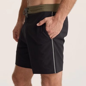 Custom <b>Men</b> Solid Black Board Shorts Quick Dry Swim <b>Trunks</b> Elastic Waist Beach Shorts Summer Surf Wear OEM Board Shorts With Pock - Product Image 4