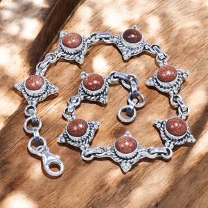 กำไลข้อมือเงินแท้ 925 ประดับพลอยอาเวนทูรีน งานแฮนด์เมดคุณภาพสูง ขายส่ง - Product Image 1