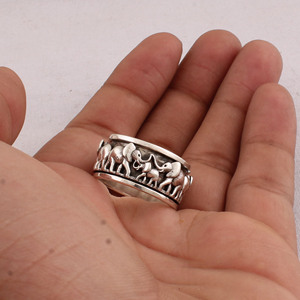 925 Sterling Silver Elephant Amethyst Bezel Setting <b>Spinner</b> <b>Ring</b> Wholesale Party Occasion Women's Anxiety Fidget Jewelry - Product Image 4