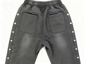 Pantalon de jogging double taille imprimé sur mesure, effet délavé soleil, style streetwear, coupe ample, déchiré, pour homme - Product Image 6