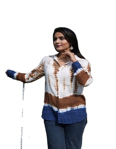 Chemises pour femmes en coton respirant, imprimées à la main, style simple, boutonnées, couleur unie, pour l'automne - Product Image 3