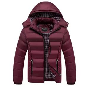 Veste longue matelassée à capuche pour homme, hiver, décontractée, à carreaux, fermeture éclair sur le devant, épaisse, rembourrage en polyester, coque tissée - Product Image 1