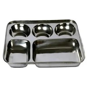 Stainless Steel Plates SS Dinner Plates Indian Thali Mess Tray Serving Tray. Indian Thali Plate