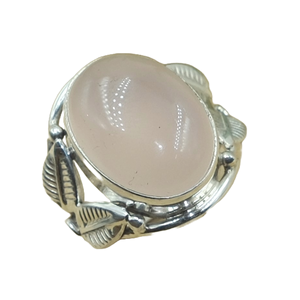 Natural Rose Quartz Oval Cabochon <b>Ring</b> 925 Sterling Silver Handmade Statement Healing <b>Crystal</b> Wide Band Boho Vintage Design Her - Product Image 1