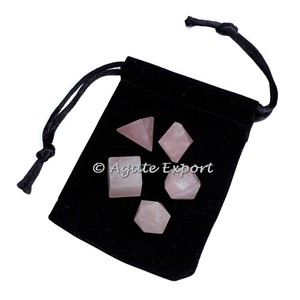 Juego de geometría de cuarzo cristalino con bolsa de terciopelo juego de geometría de piedra natural regalo artesanía juego de geometría de piedra semipreciosa - Product Image 2