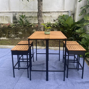 BS00028 Ensemble de table de bistrot et de bar en rotin tressé, 4 pièces, pour salon et extérieur, mobilier de salle à manger moderne, directement de l'usine au Vietnam - Product Image 1