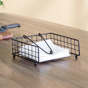 Black Metal Decorative <b>Paper</b> Tissue Napkin Holder <b>Paper</b> for Wedding Restaurant Bathroom <b>Kitchen</b> - Product Image 2