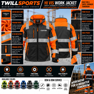 High Visibility Reflective Safety <b>Jacket</b> Workwear Zipper <b>Jacket</b> For Construction And Road <b>Workers</b> - Product Image 6