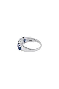 Multi Sapphire and Diamond <b>Ring</b> in 92.5 Sterling <b>Silver</b> KLSR-11817 - Product Image 6