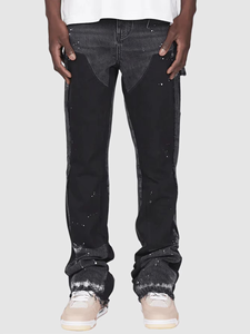 Jeans en denim pour homme 2026 de haute qualité, coupe évasée, bleu délavé, imprimé, effet usé, style streetwear hip-hop Y2K, OEM ODM, en coton - Product Image 5