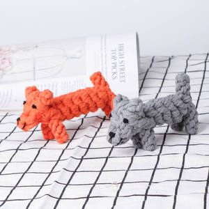 Jouets pour chiens en corde de coton écologiques, jouets à mâcher et à tirer en forme d'animaux tressés pour chiens de petite à moyenne taille, jouets interactifs durables pour animaux de compagnie - Product Image 4
