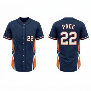 Classic Navy Blue Orange Side Panel Stripe Breathable Team Sportswear Sublimation <b>Baseball</b> Jerseys - Product Image 1