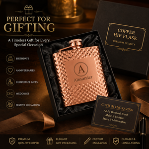 Gourde à liqueur en cuivre personnalisée en gros, gourde de poche portable pour hommes, cadeaux gravés personnalisés, usine OEM ODM - Product Image 5