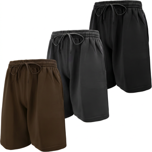 Shorts Bermuda pour Homme à Couleur Unie, Séchage Rapide, avec Cordon de Serrage, Taille Mi-Haute, en Polyester Tricoté, Couleurs Marine, Noir et Gris - Product Image 3