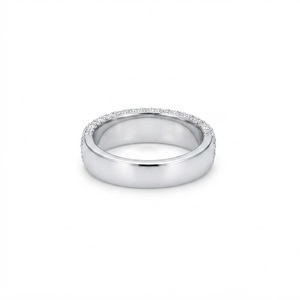 Anillo de Boda de Oro Sólido de 10K, 14K, 18K con Diamantes Cultivados en Laboratorio, Corte Redondo, Estilo Pave, Media Eternidad, Certificado IGI, Joyería Nupcial de Lujo - Product Image 2