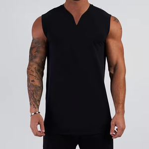 Débardeur de musculation pour homme, sans manches, couleur unie, léger, col en V discret, idéal pour la course et l'entraînement, respirant - Product Image 1