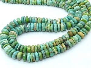 Natural Green Turquoise Polished Coin Wheel Shape Beads Smooth Arizona Turquoise Button Tire <b>Spacer</b> 8 Inch 7-9MM Certified - Product Image 3