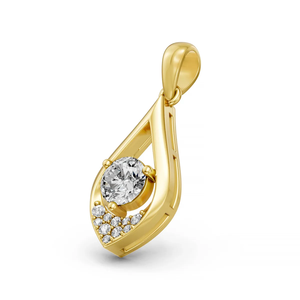 Colgante de Moda Chapado en Rodio con Diamante Cultivado en Laboratorio Certificado por IGI, Corte Brillante, Oro Amarillo de 14K, Joyería Fina Elegante, Unisex, para Boda - Product Image 3