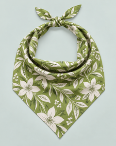 Pañuelo Cuadrado con Estampado Floral Botánico Verde, Pañuelo para la Cabeza, Pañuelo para el Cabello, Accesorio para el Cuello - Product Image 1