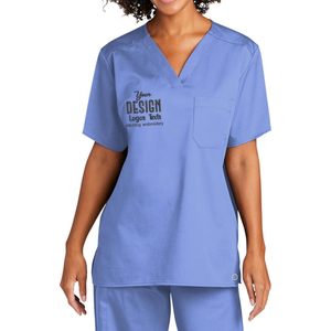 เสื้อขัดมีกระเป๋าคอวีสำหรับทุกเพศเสื้อปักโลโก้ตำราชุดยูนิฟอร์มโรงพยาบาลหลากสีสำหรับ WW3160 2025 - Product Image 2