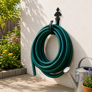 Enrouleur de tuyau d'arrosage mural en plastique vert pour usage extérieur, diamètre 3/4 pouce - Product Image 1