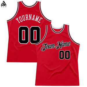 Maillot de basket personnalisé noir et rouge rayé, impression sublimée, unisexe, sans manches, respirant, polyester, adulte, toutes saisons, service OEM - Product Image 6