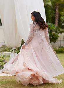 Vestidos de Recepción Pakistaníes para Boda, Corte A, Largos hasta el Suelo, 100% Seda Chifón, Estilo Moderno, con Perlas, Cristales, Borlas, Antiarrugas y Adornados con Cuentas - Product Image 4