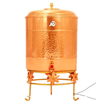 Pot d'eau en cuivre au design unique et verre en cuivre avec support Refroidisseur d'eau 5 litres avec taille personnalisée artisanat naturel
