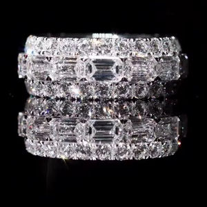 Anillos de Diamantes con Corte Esmeralda, Moissanita Cultivada en Laboratorio VVS, Certificada por IGI, Anillo de Compromiso Exclusivo para Mujer, Estilo Hip Hop, Chapado en Oro 925 - Product Image 3